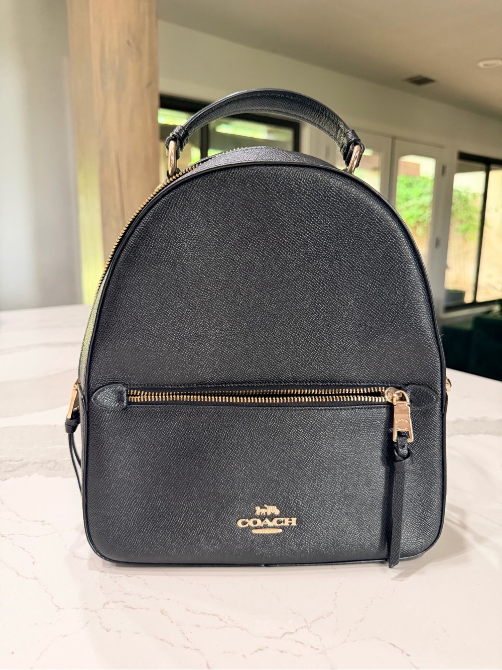 Coach Black Saffiano Leather Mini Backpack with Gold Hardware